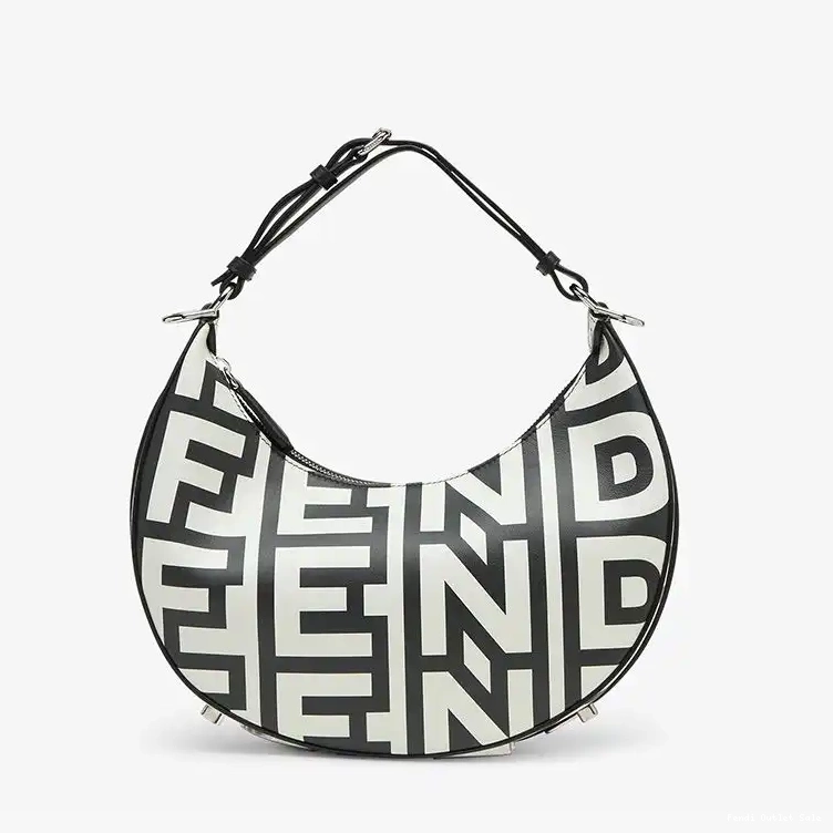 Cheap In Fendigraphy Black Roma Fendi White Leather Hobo Capsule Small Fendi Bag 0625